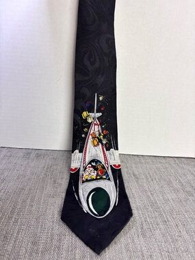 Novelty Christmas Tie with Santa Pilot Airplane and Gift Design